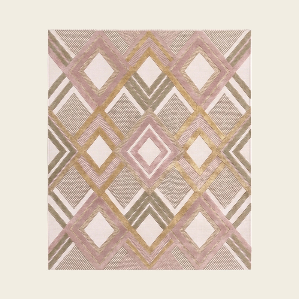 Argyle Prism hand-tufted rug in Blush Sand – flat lay