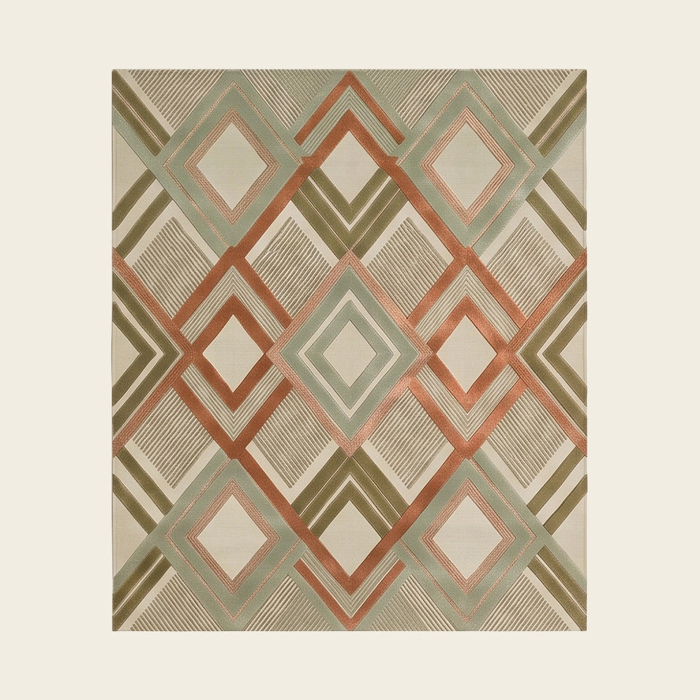 Argyle Prism hand-tufted rug in Olive Clay – flat lay