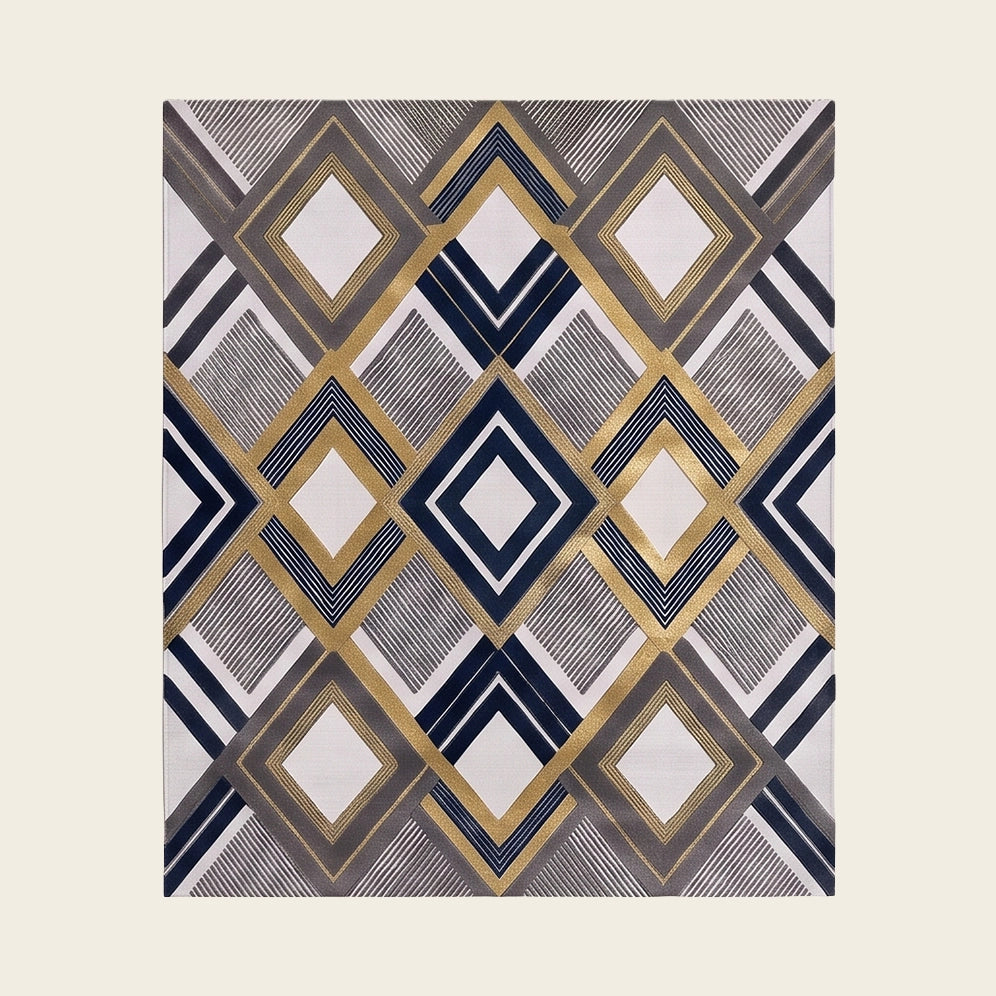Argyle Prism hand-tufted rug in Slate Plum – flat lay