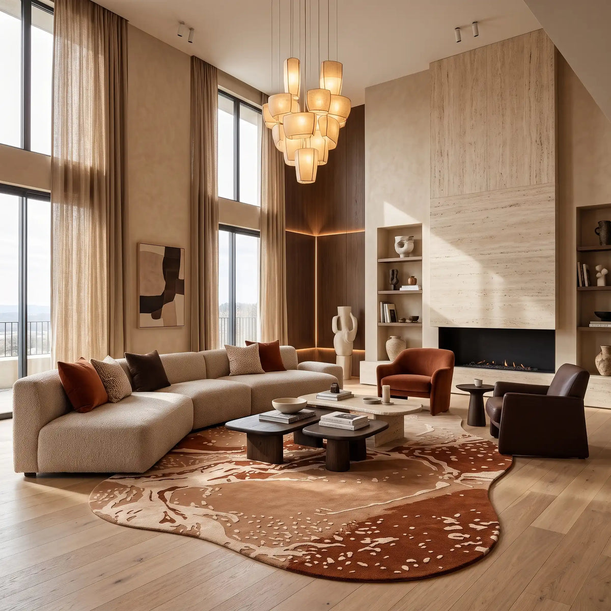Stone Atlas hand-tufted rug in Rust Clay – styled in a room