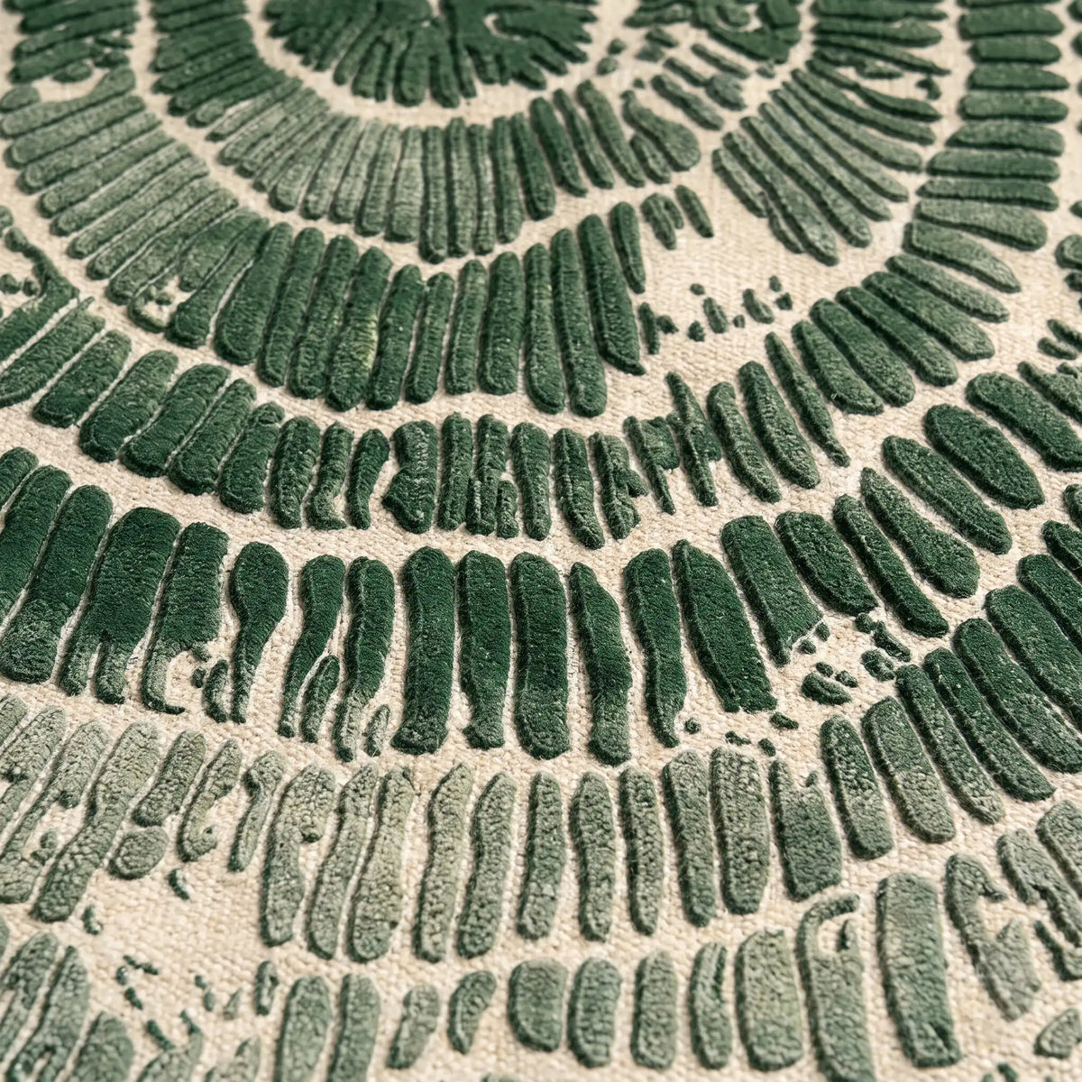 Coral Reef hand-tufted rug in Forest Sage – close-up of the tufted pile texture