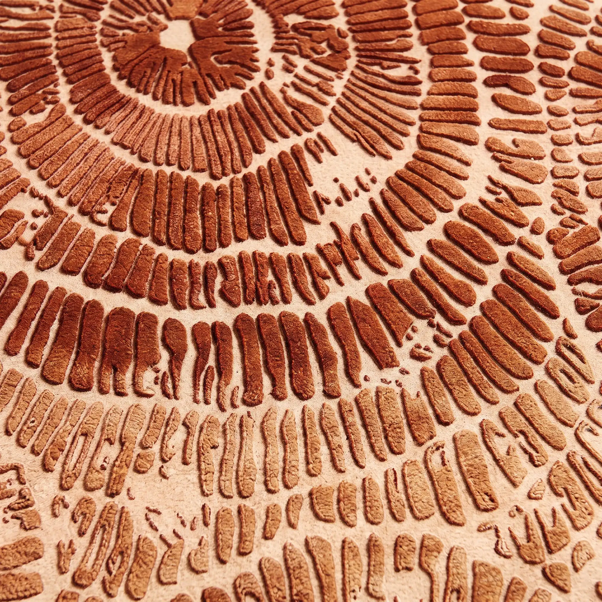 Coral Reef hand-tufted rug in Copper Rust – close-up of the tufted pile texture