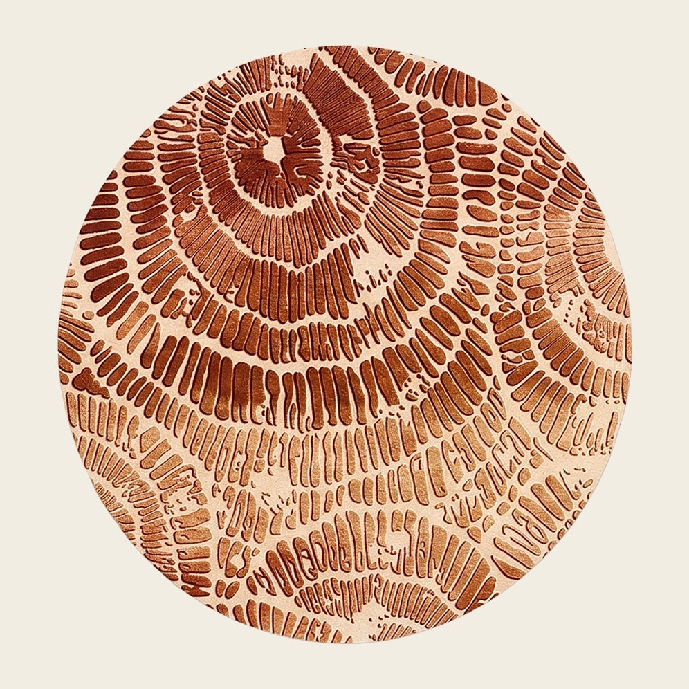 Coral Reef hand-tufted rug in Copper Rust – flat lay