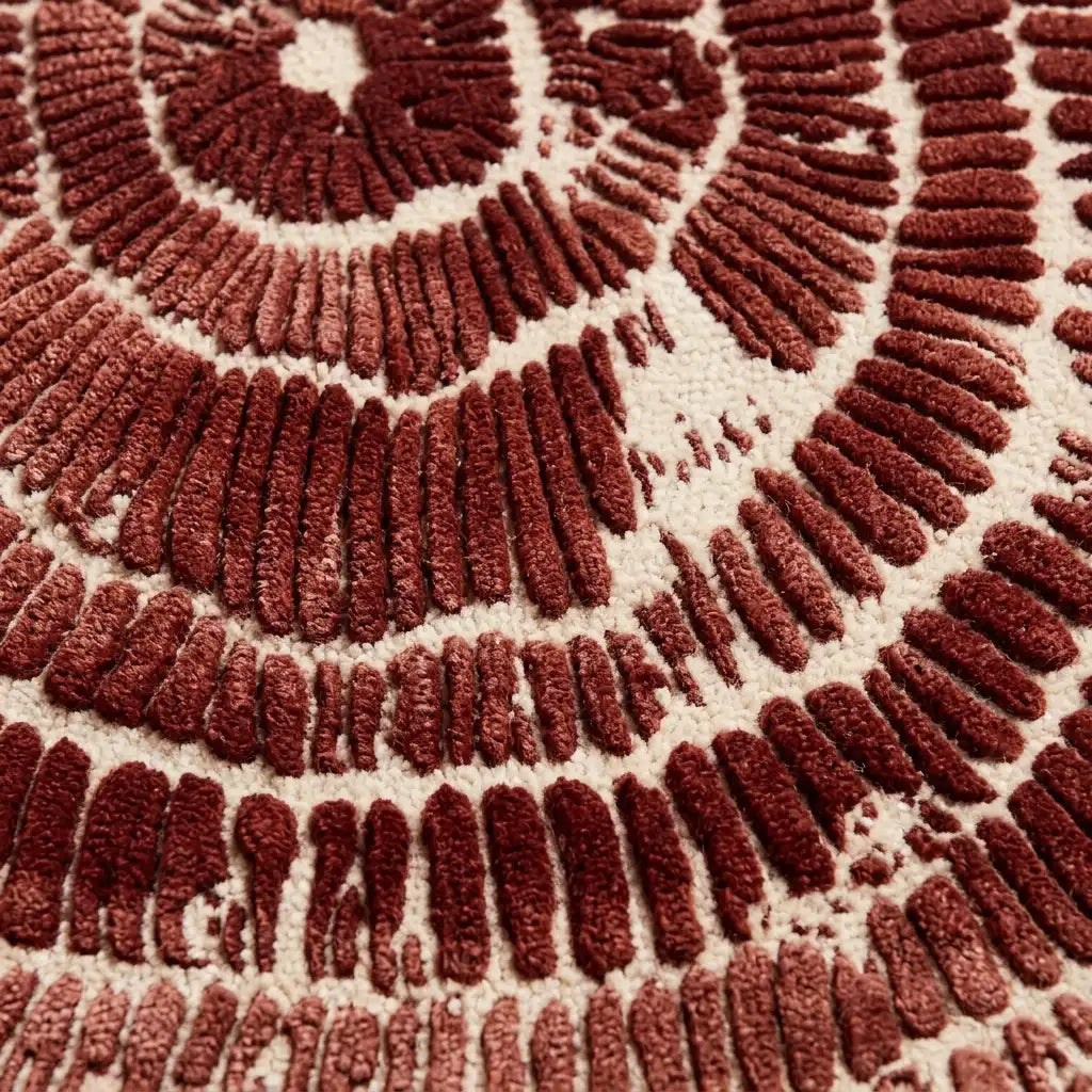 Coral Reef hand-tufted rug in Ruby Rose – close-up of the tufted pile texture