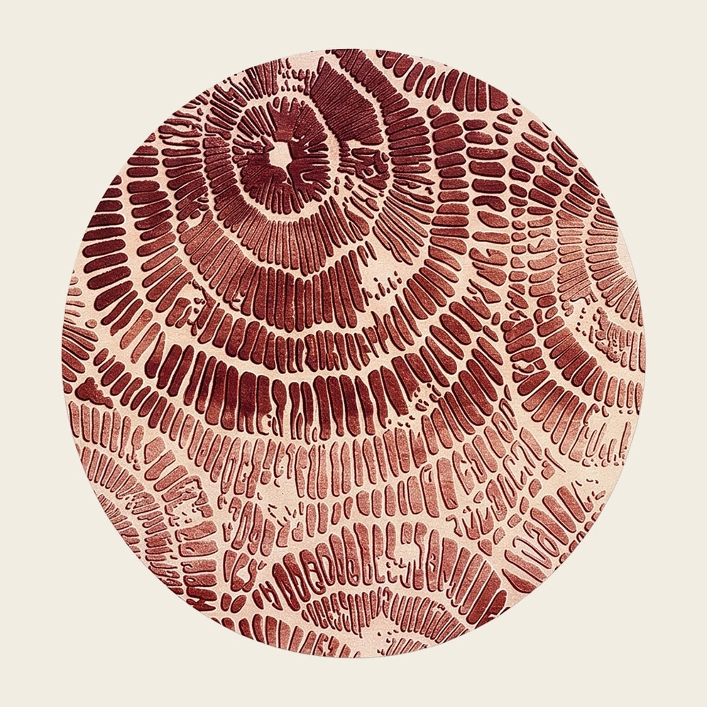 Coral Reef hand-tufted rug in Ruby Rose – flat lay