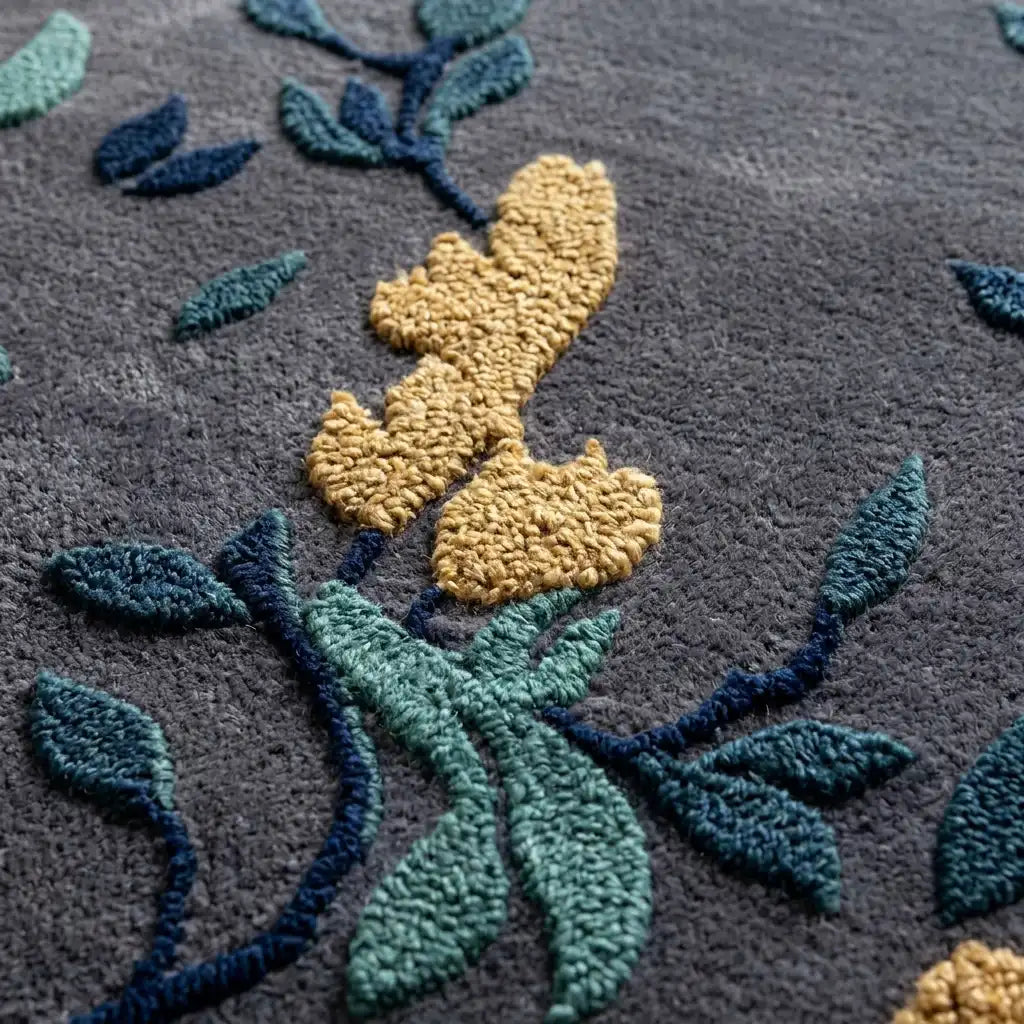 Gilded Terrazzo hand-tufted rug in Charcoal Gold – close-up of the tufted pile texture