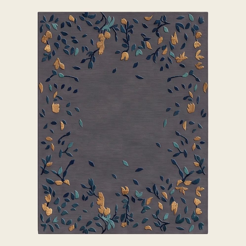 Gilded Terrazzo hand-tufted rug in Charcoal Gold – flat lay