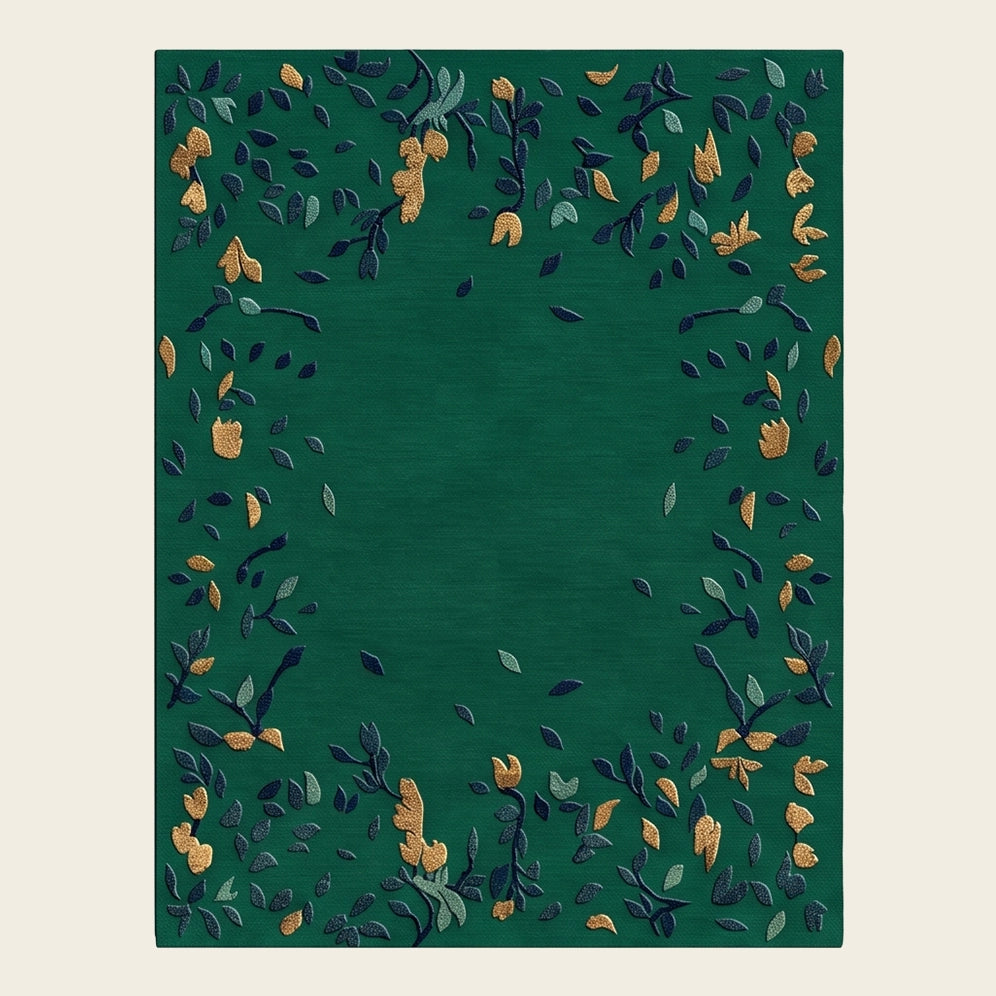 Gilded Terrazzo hand-tufted rug in Emerald Gold – flat lay