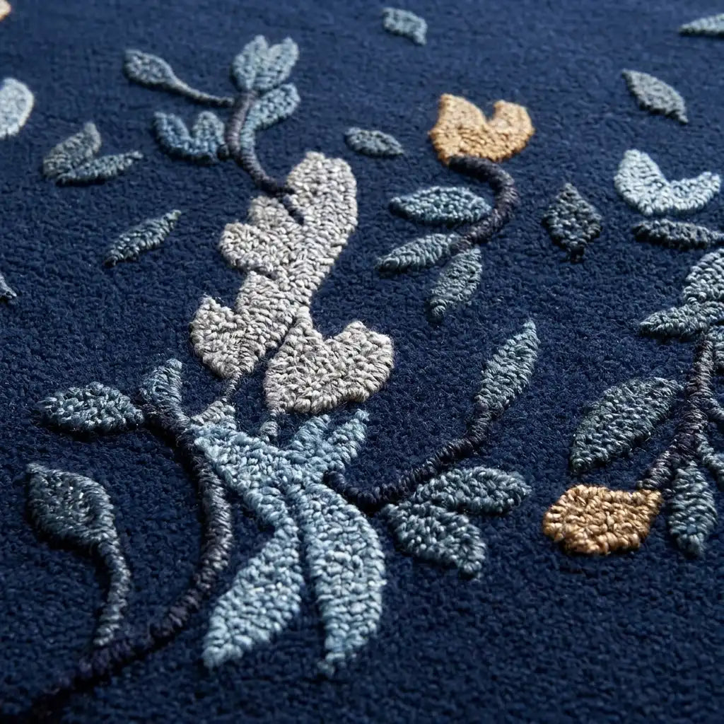Gilded Terrazzo hand-tufted rug in Navy Silver – close-up of the tufted pile texture
