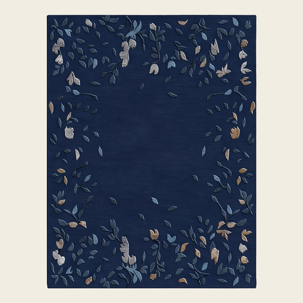 Gilded Terrazzo hand-tufted rug in Navy Silver – flat lay