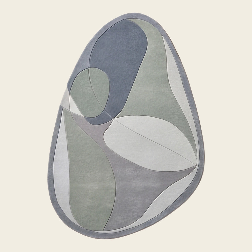 Petal Pebble hand-tufted rug in Mist Blue – flat lay