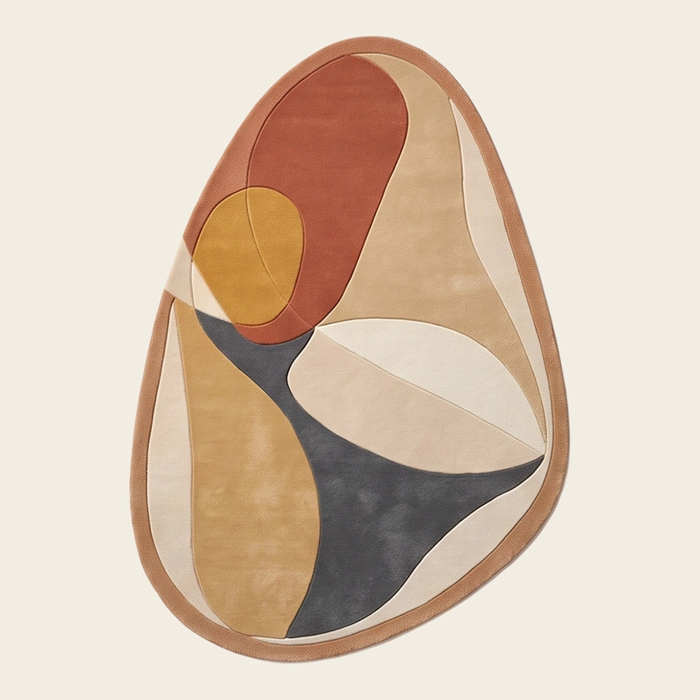 Petal Pebble hand-tufted rug in Terracotta Ochre – flat lay
