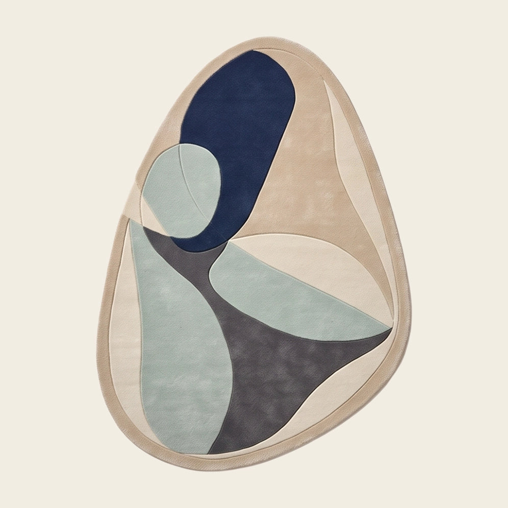 Petal Pebble hand-tufted rug in Navy Sage – flat lay