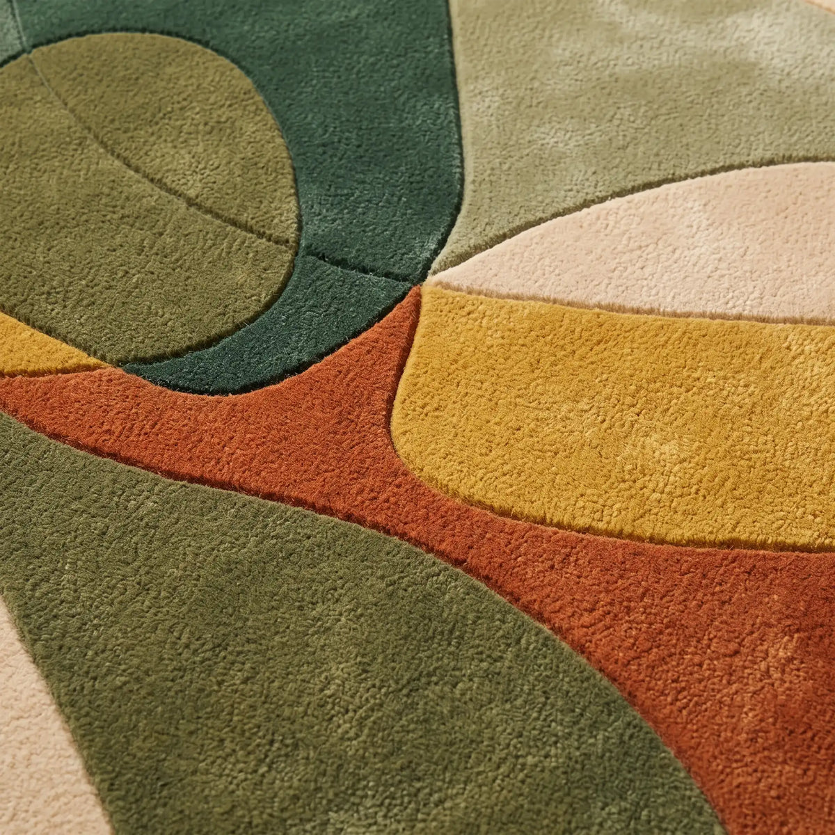 Petal Pebble hand-tufted rug in Olive Amber – close-up of the tufted pile texture