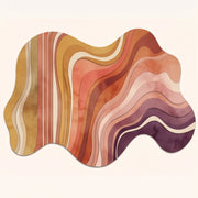 Flowing Strata modern abstract rug in Sunset Ember – flat lay