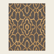 Moorish Trellis hand-tufted rug in Ochre Taupe – flat lay