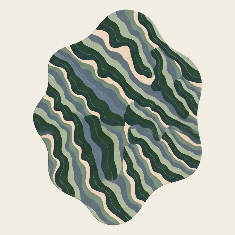 Ripple Dune hand-tufted rug in Forest Mint – flat lay