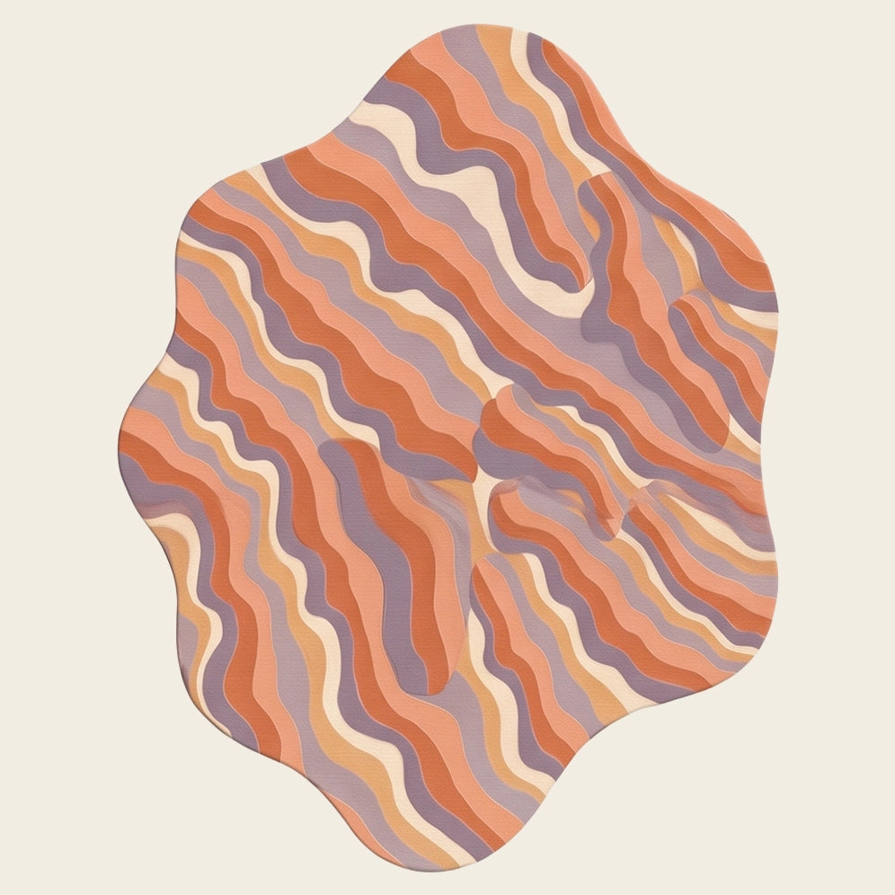 Ripple Dune hand-tufted rug in Coral Peach – flat lay
