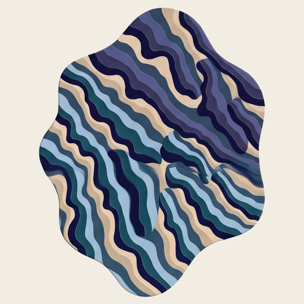 Ripple Dune hand-tufted rug in Cobalt Navy – flat lay