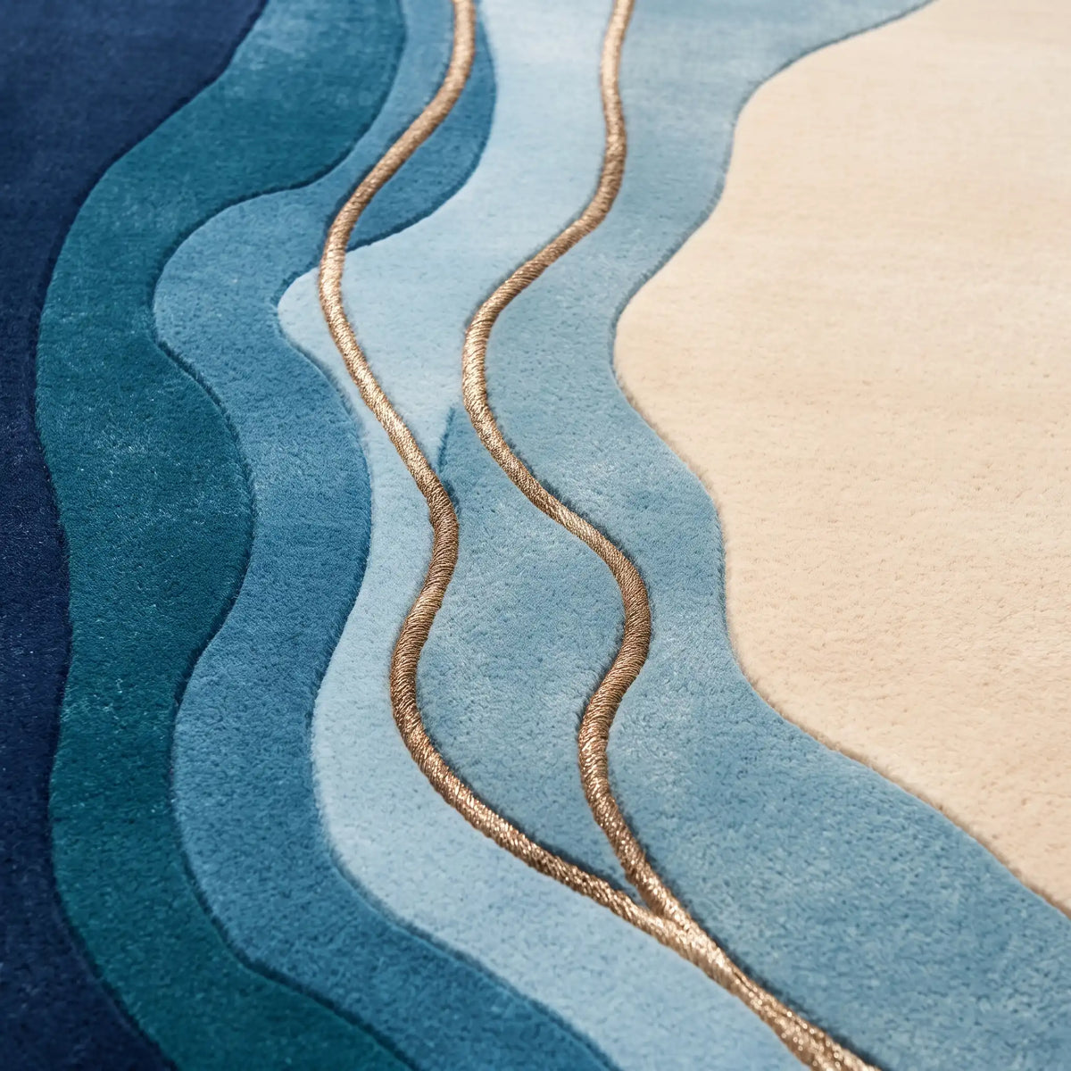 Geode Halo hand-tufted rug in Ocean Teal – close-up of the tufted pile texture