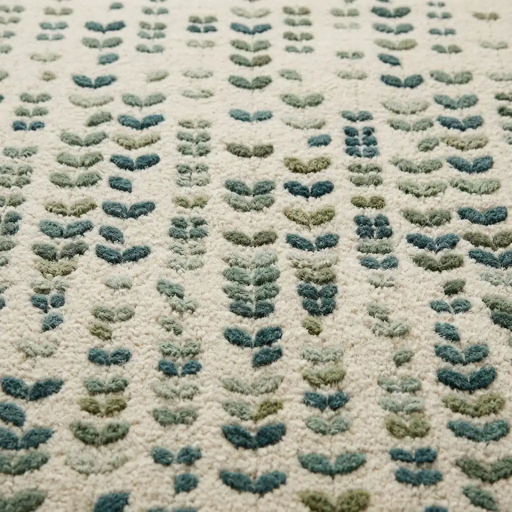 Rain Arch hand-tufted rug in Sage Mist – close-up of the tufted pile texture