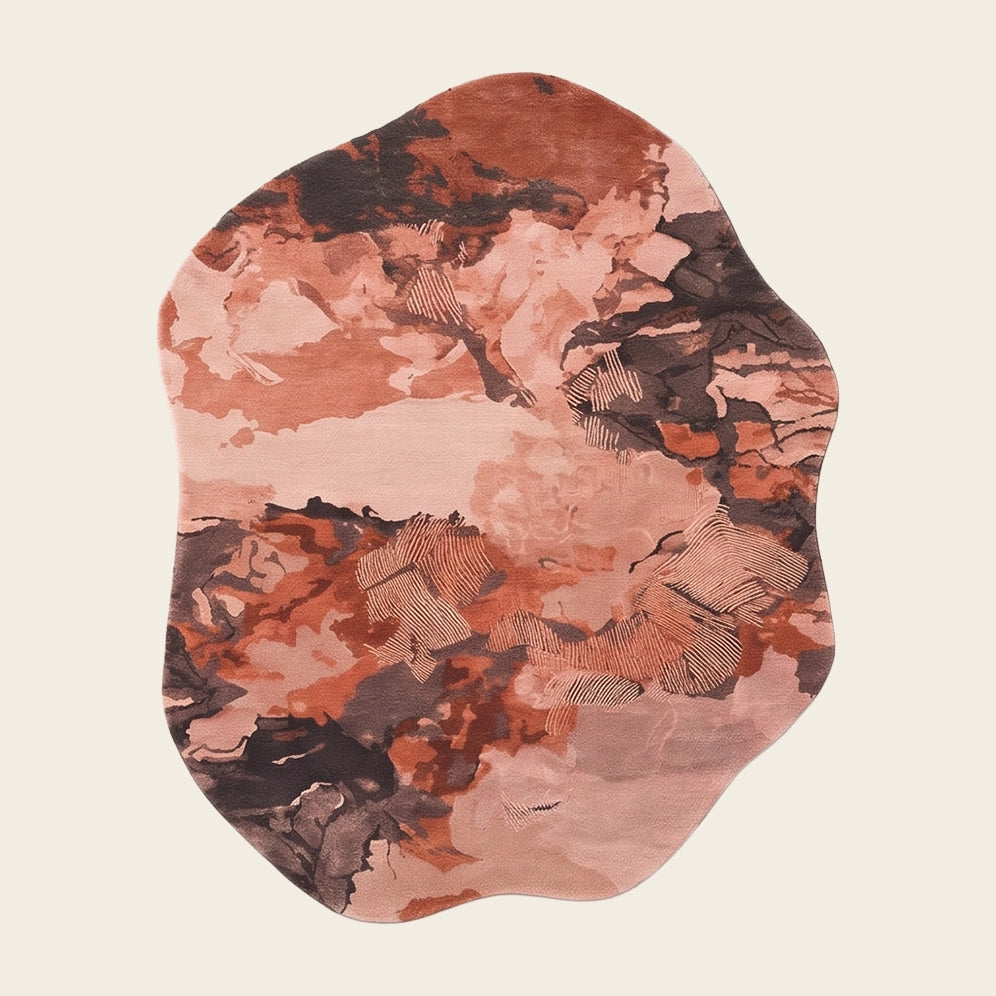 Nebula hand-tufted rug in Coral Rose – flat lay