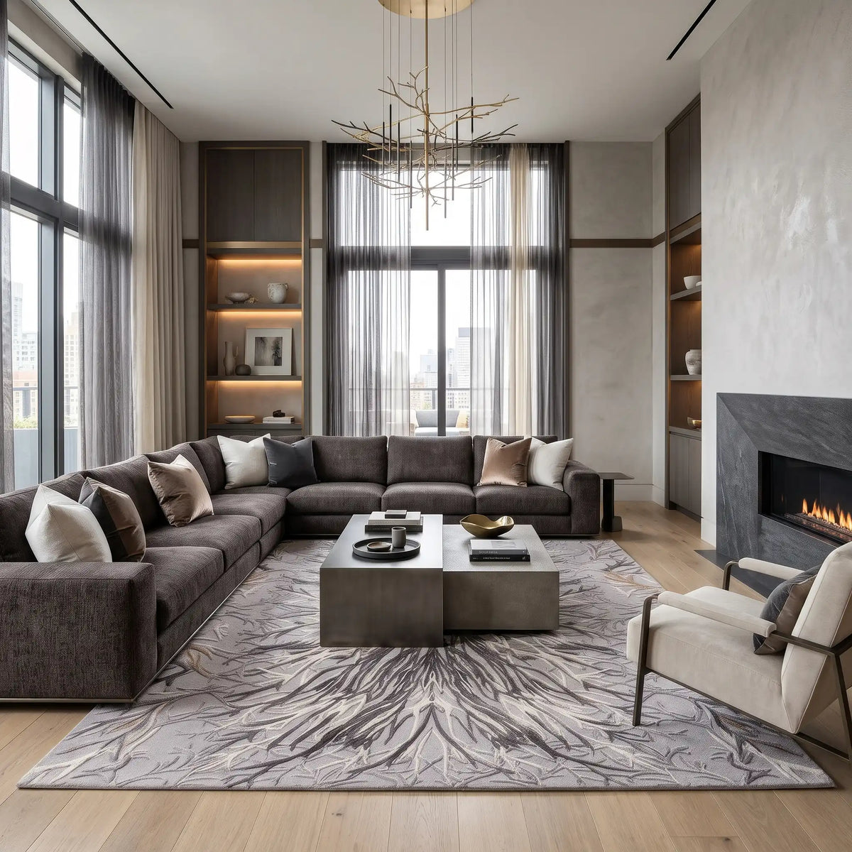 Mirage Plume hand-tufted rug in Silver Ash – close-up of the tufted pile texture