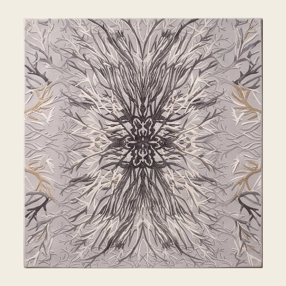 Mirage Plume hand-tufted rug in Silver Ash – flat lay