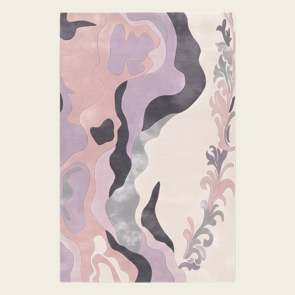 Silk Current hand-tufted rug in Blush Lilac – flat lay