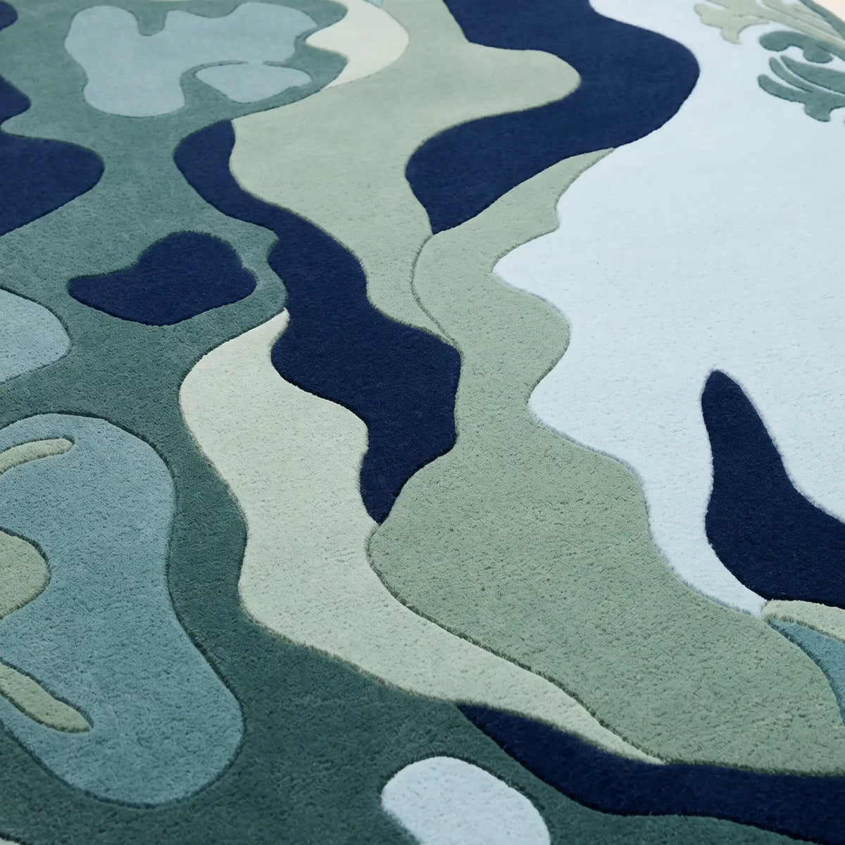 Silk Current hand-tufted rug in Coastal Teal – close-up of the tufted pile texture