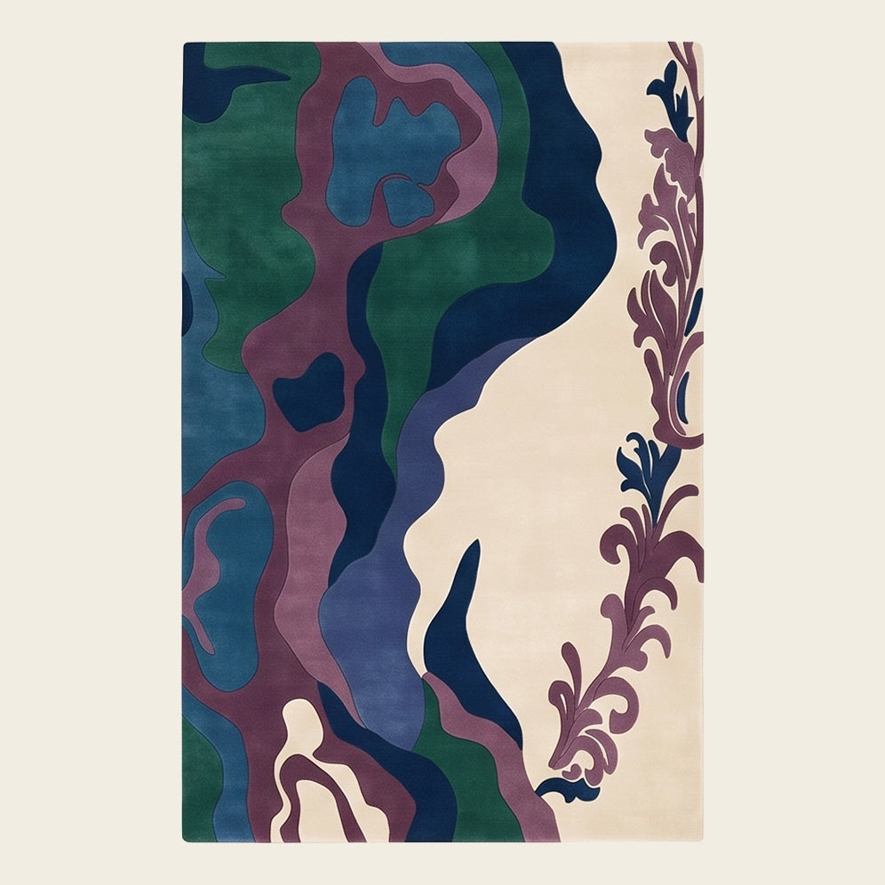 Silk Current hand-tufted rug in Jewel Night – flat lay