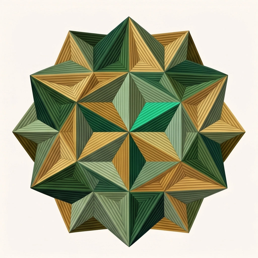 Prism Star modern abstract rug in Olive Gold – flat lay