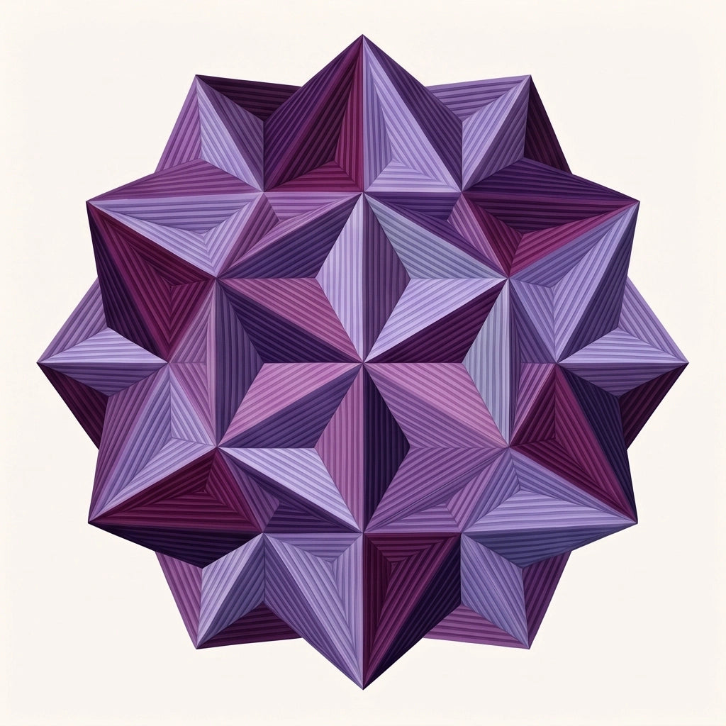 Prism Star modern abstract rug in Amethyst – flat lay