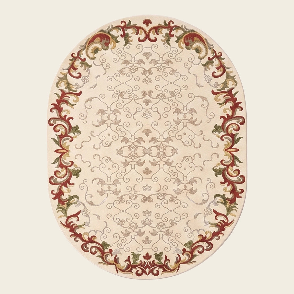 Versailles hand-tufted rug in Ivory Rust – flat lay