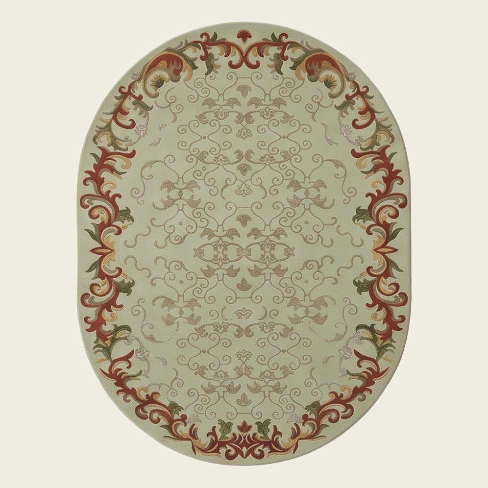 Versailles hand-tufted rug in Sage Ivory – flat lay