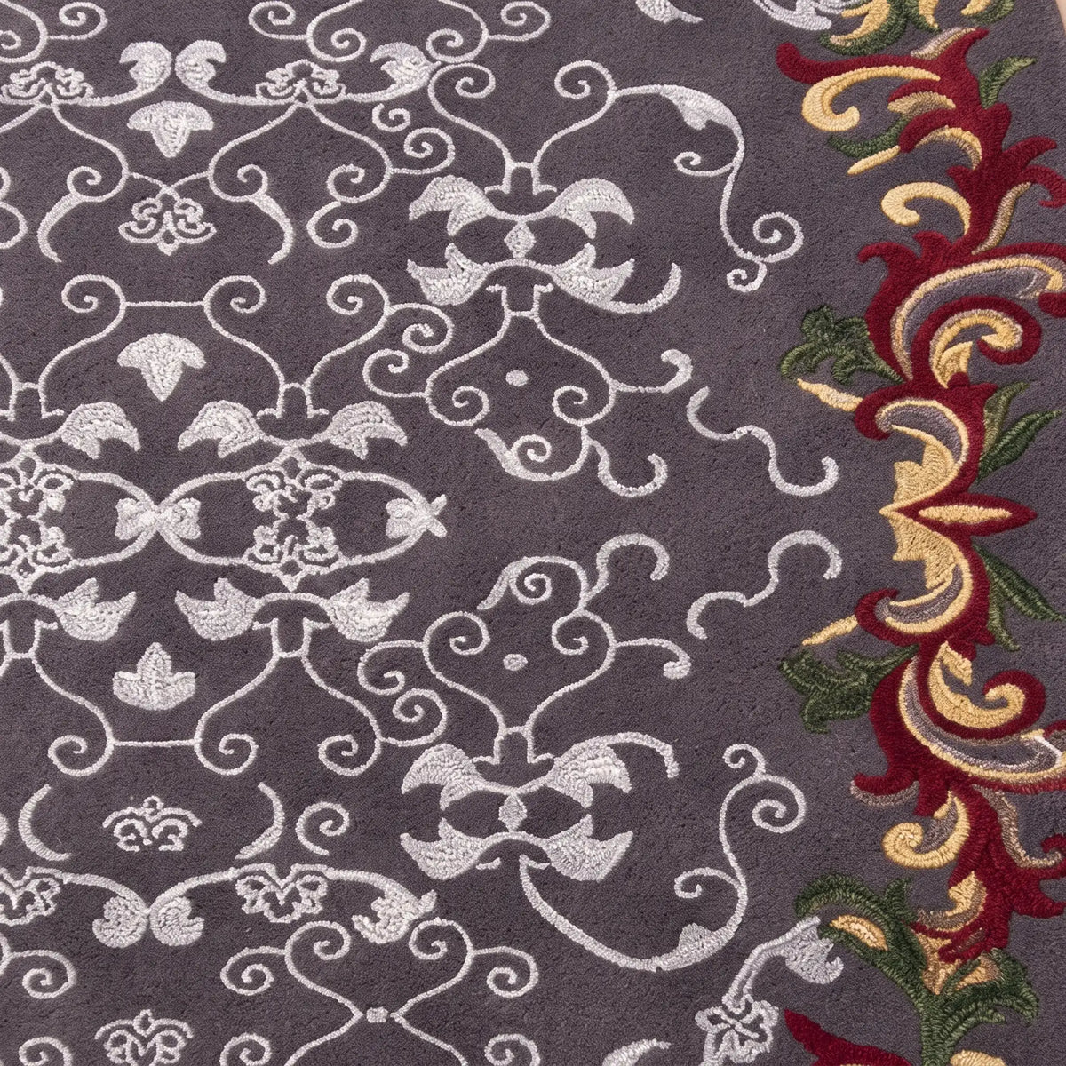 Versailles hand-tufted rug in Plum Ash – close-up of the tufted pile texture
