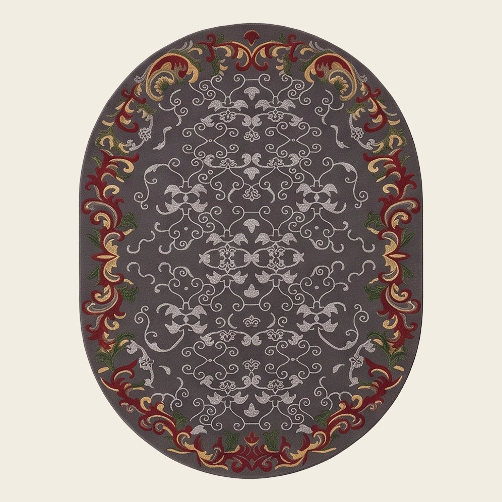 Versailles hand-tufted rug in Plum Ash – flat lay
