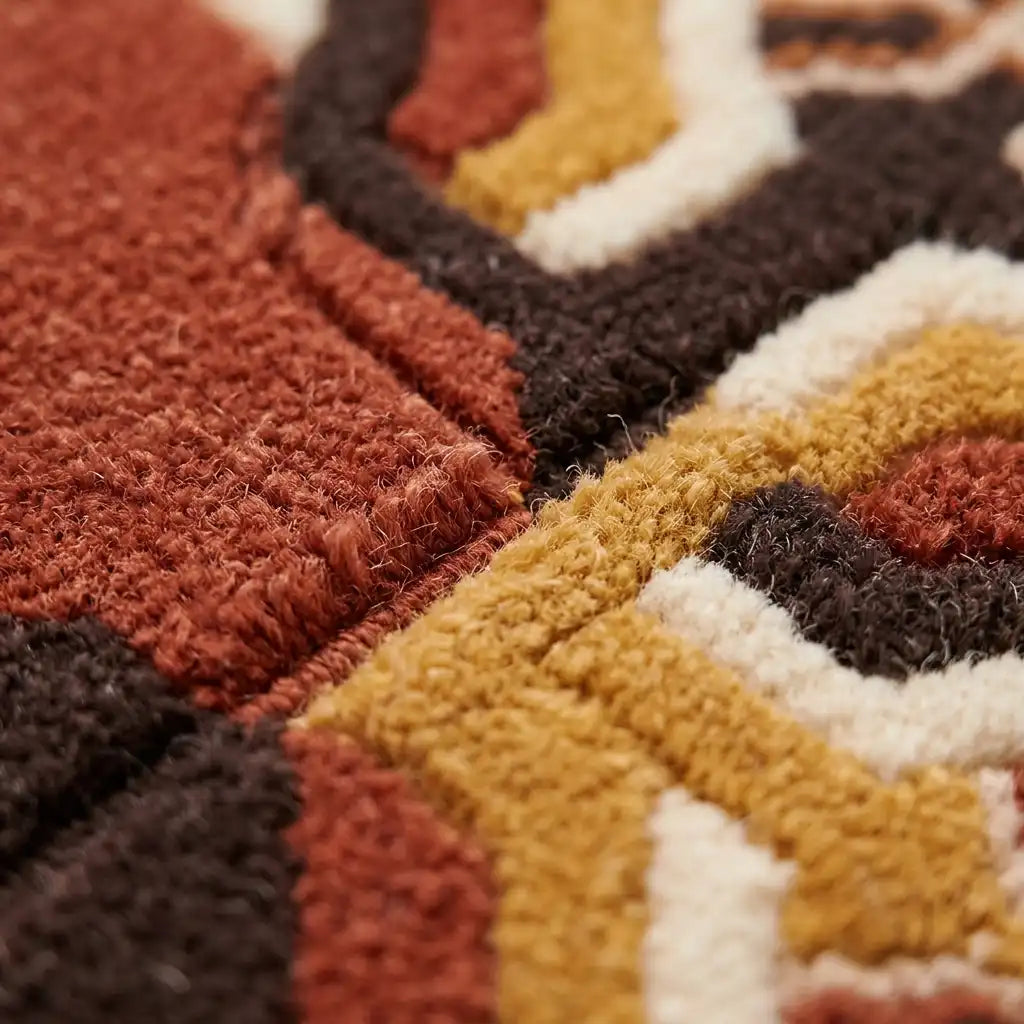 Lattice Garden hand-tufted rug in Copper Cream – close-up of the tufted pile texture