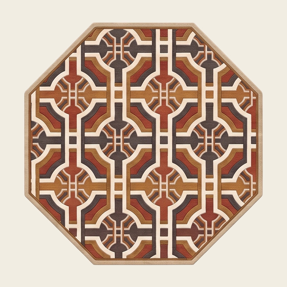 Lattice Garden hand-tufted rug in Copper Cream – flat lay