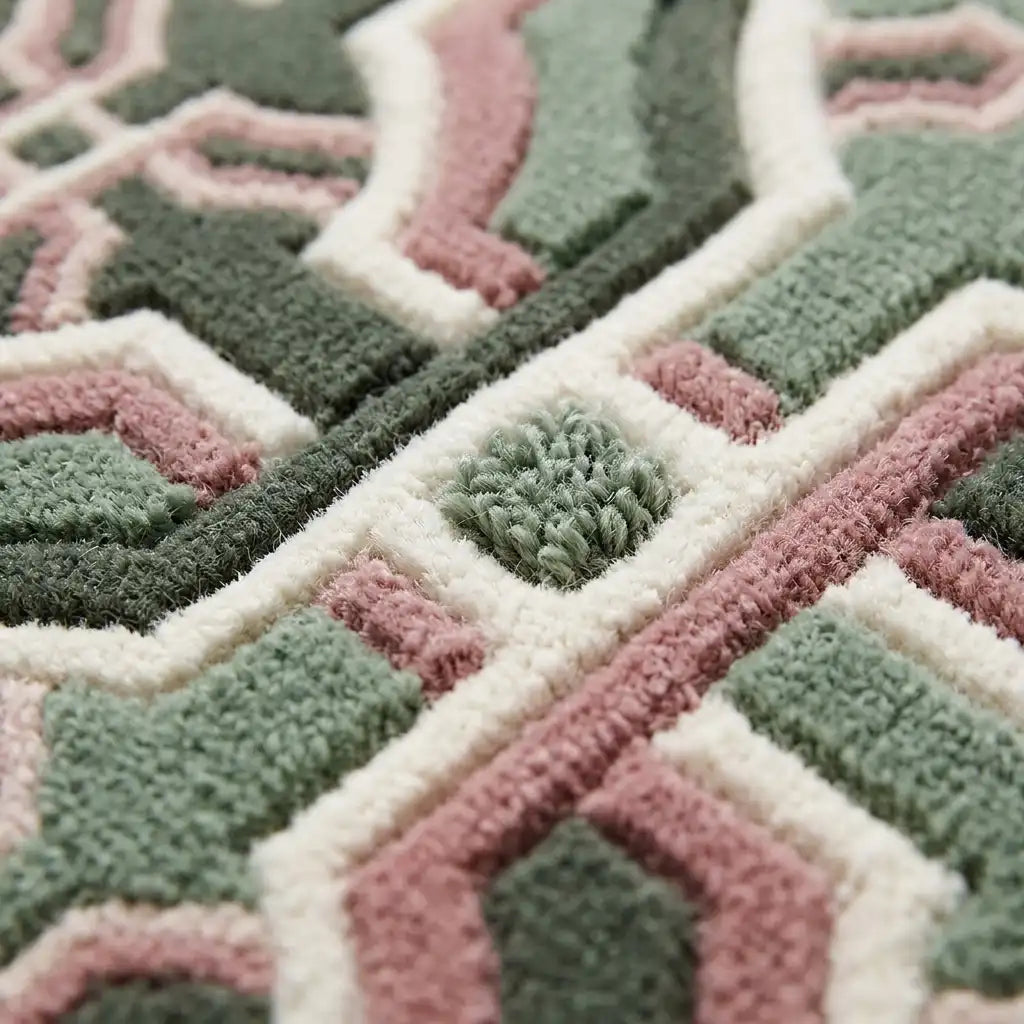Lattice Garden hand-tufted rug in Taupe Stone – close-up of the tufted pile texture