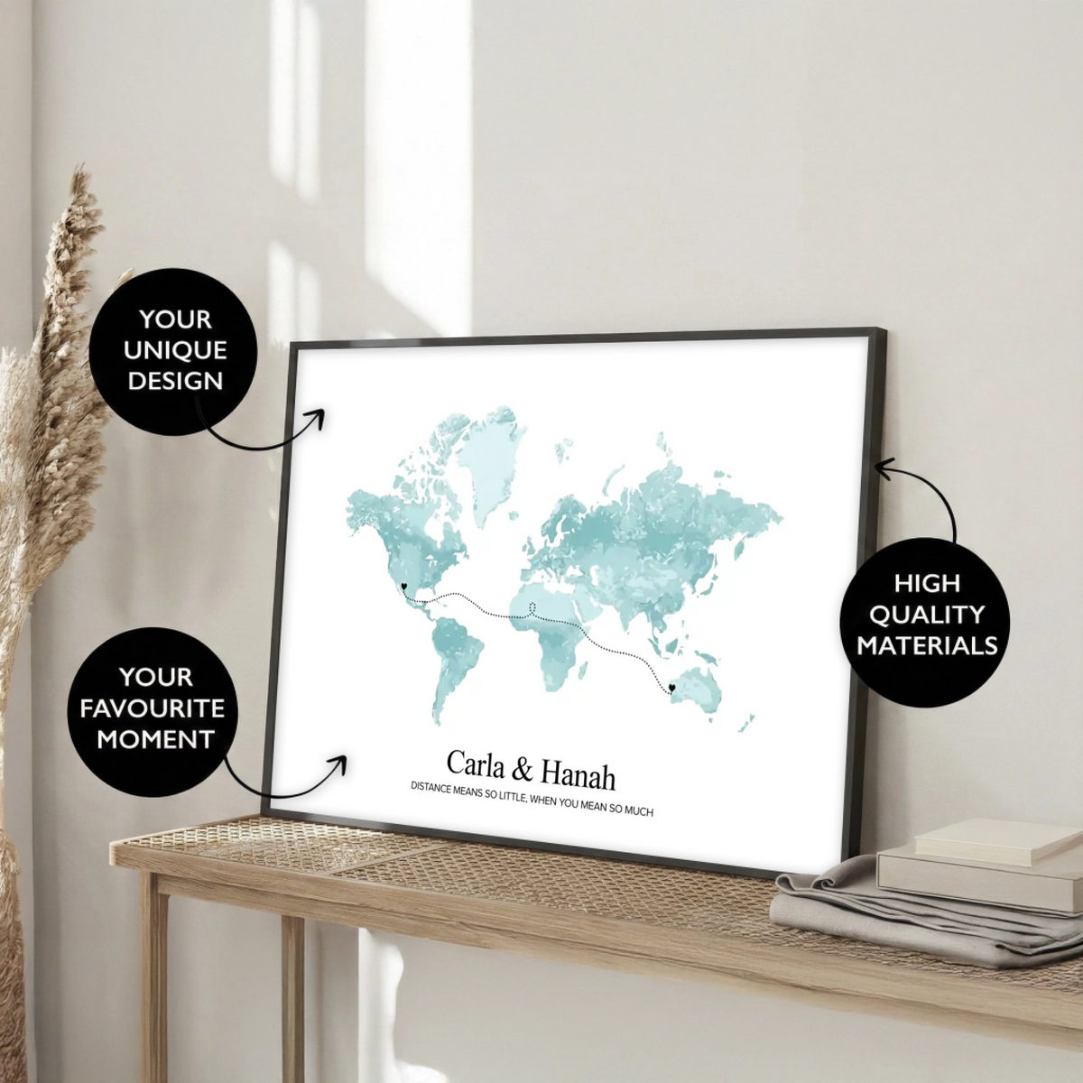 2Long Distance World Map Print