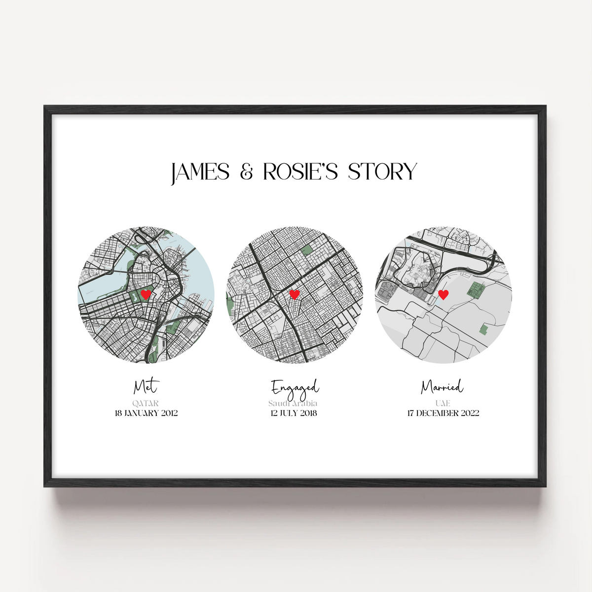 2Met, Engaged, Married Map Print