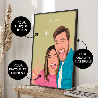 Minimalist Portrait with Hand-Drawn Heart Detail
