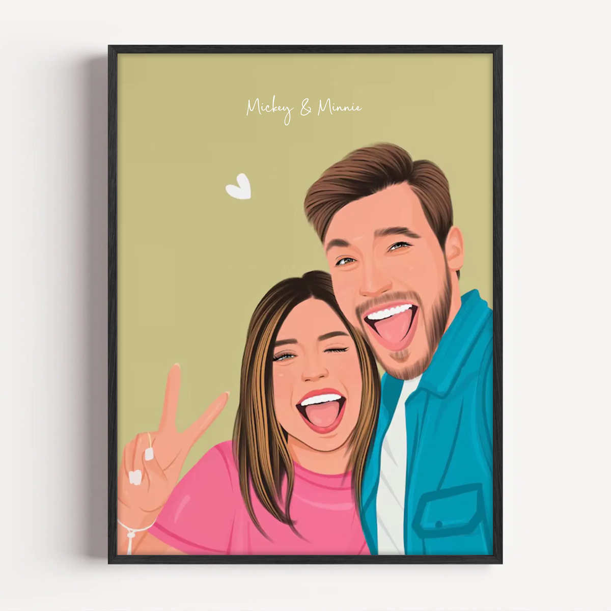 2Minimalist Portrait with Hand-Drawn Heart Detail