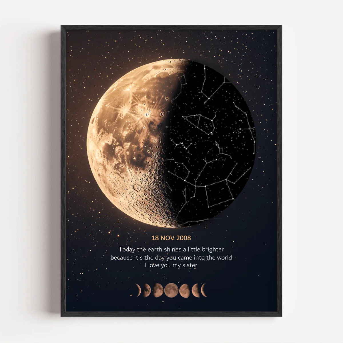 2Personalized Moon & Star Map Birthday Print