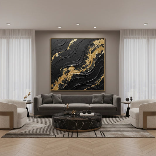 Minimalist Black Abstract Painting #AMBA340
