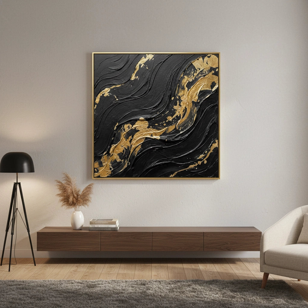 2Minimalist Black Abstract Painting #AMBA340
