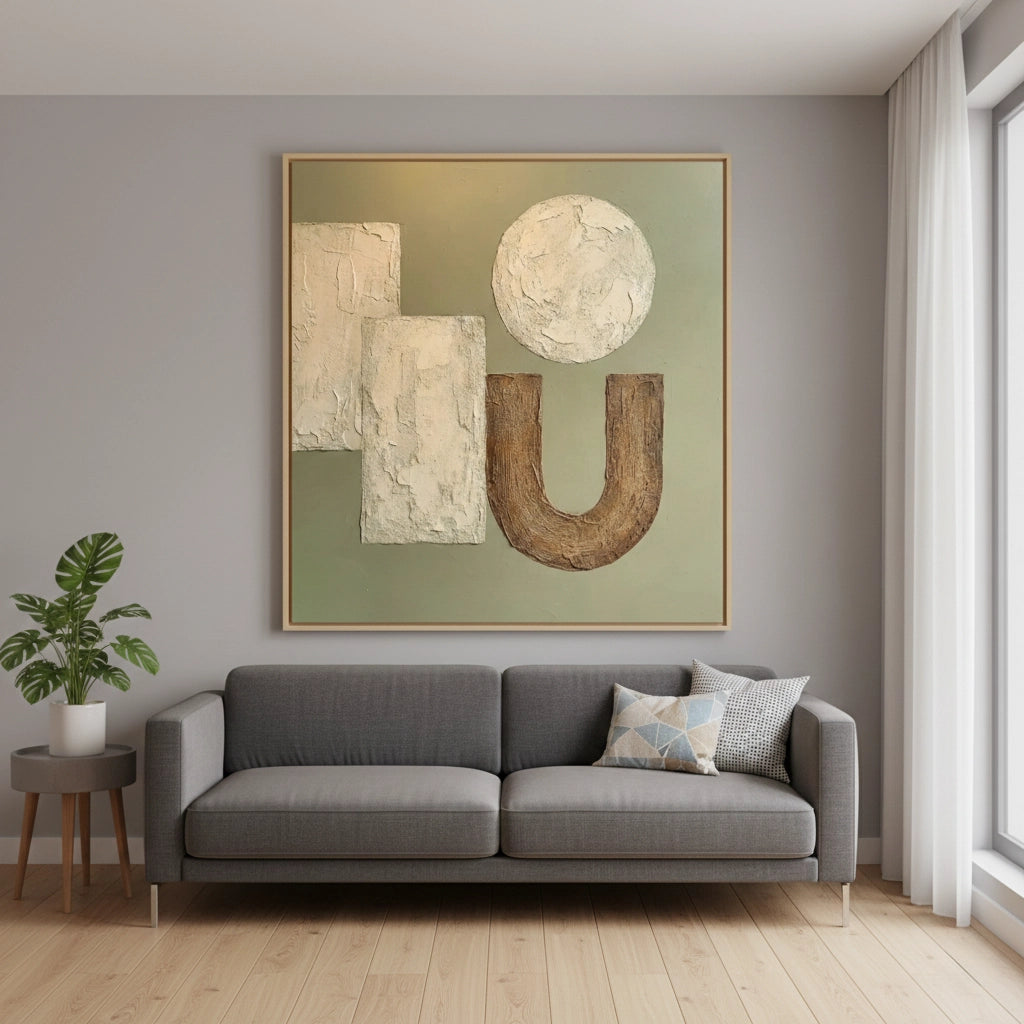 2Boho Neutral Shapes Painting #BNSH330