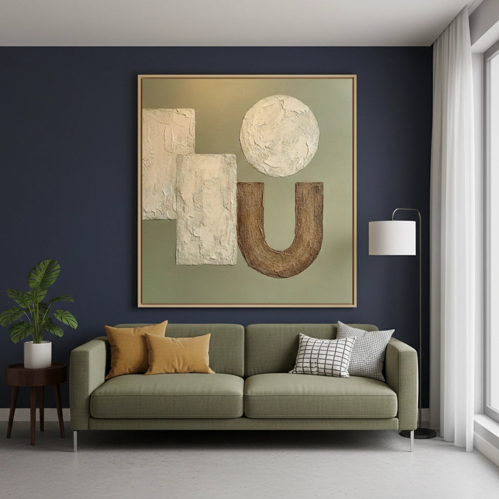 2Boho Neutral Shapes Painting #BNSH330