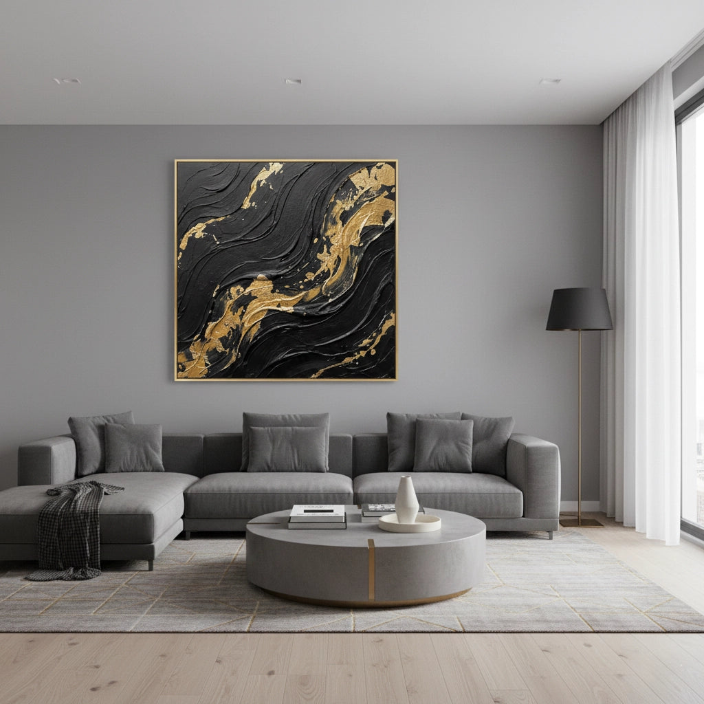 2Minimalist Black Abstract Painting #AMBA340